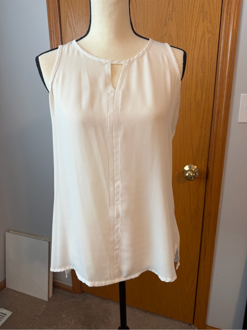 Express Sleeveless Cream Keyhole Neck Blouse - Women's Top